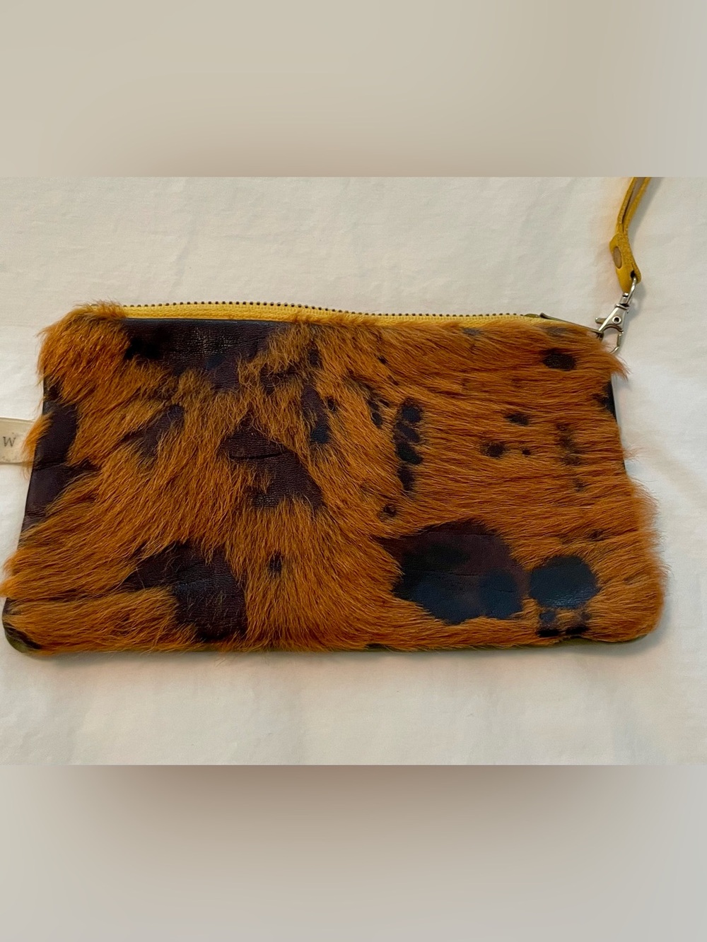 Handmade Genuine Cowhide Hair-On-Hide Leather Wristlet Pouch Clutch